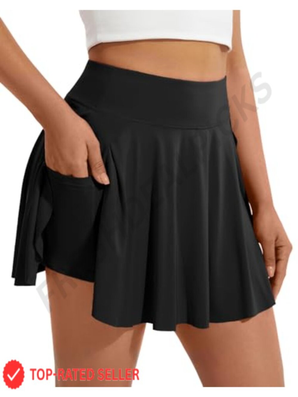Pleated Tennis Skort High Waisted Split Athletic Nylon Spandex Golf Skirt with